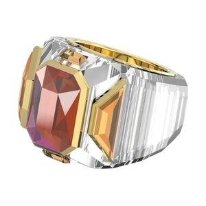 Swarovski Chroma Cocktail Ring – Iridescent Pink & Gold Crystal | Size 55 (US 7)